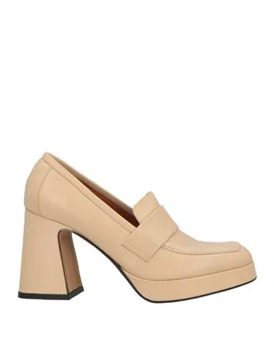 Angel Alarcon Ángel Alarcón Woman Loafers Beige Size 8 Leather In Sand