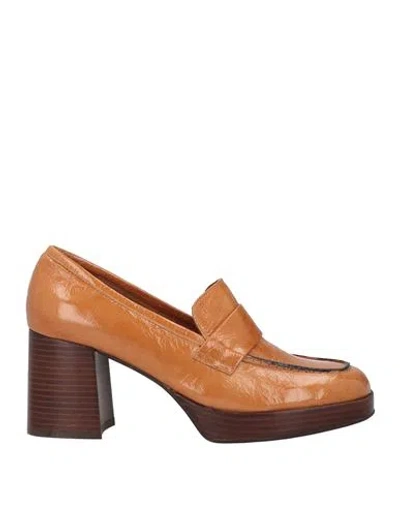 Angel Alarcon Ángel Alarcón Woman Loafers Tan Size 11 Leather In Brown