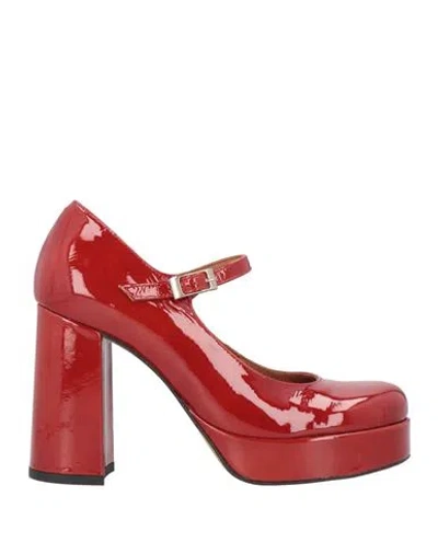 Angel Alarcon Ángel Alarcón Woman Pumps Rust Size 8 Leather In Red