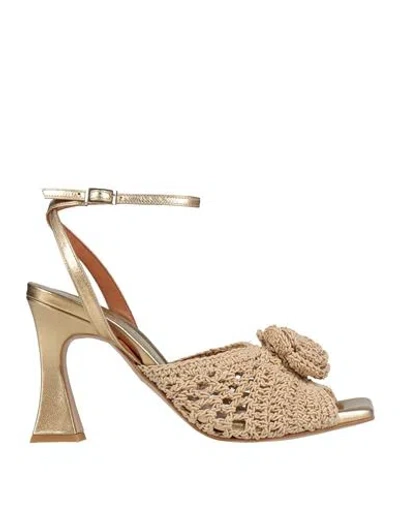 Angel Alarcon Ángel Alarcón Woman Sandals Beige Size 11 Textile Fibers, Leather In Neutral
