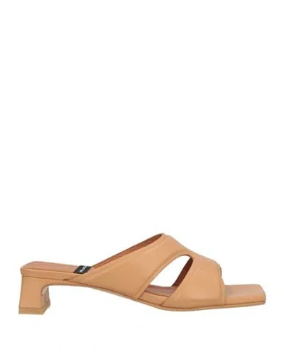 Angel Alarcon Ángel Alarcón Woman Sandals Beige Size 6 Leather In Orange