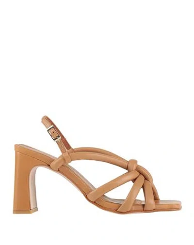 Angel Alarcon Ángel Alarcón Woman Sandals Beige Size 7 Leather In Brown