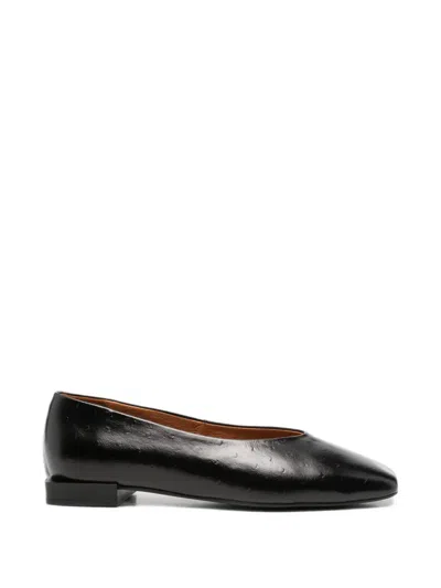Angel Alarcon Ostrich-effect Leather Ballet Flats In Black