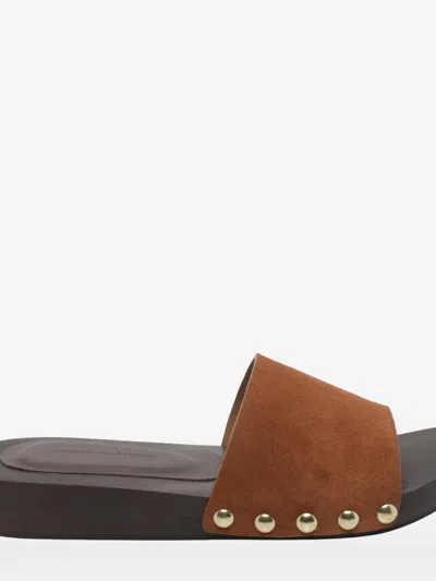 Angel Alarcon Round Toe Studded Suede Sandals In Multi