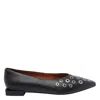 Angel Alarcon Eyeleted Pointed-toe Ballet Flats In Black