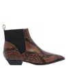 Angel Alarcon Snakeskin Pointed-toe Ankle Boots In Brown