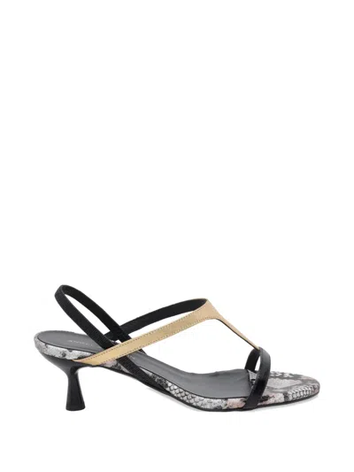 Angel Alarcon Snake-effect Slingback Pumps In Black