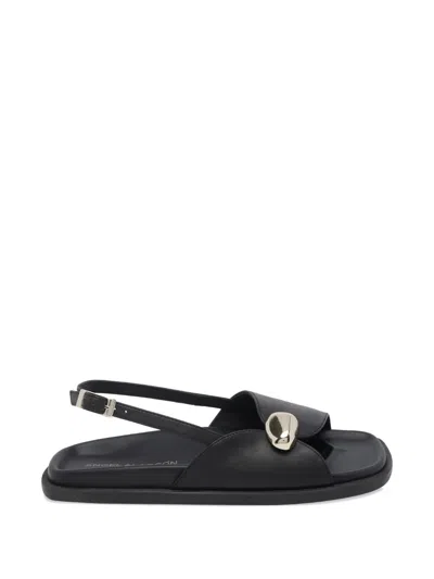 Angel Alarcon Square-toe Buckle Sandals In Black