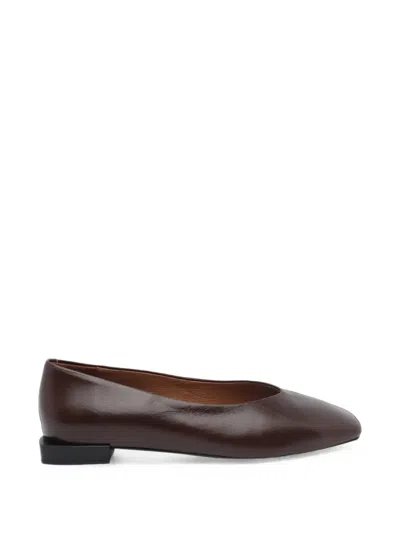 Angel Alarcon Square-toe Leather Ballet Flats In Braun