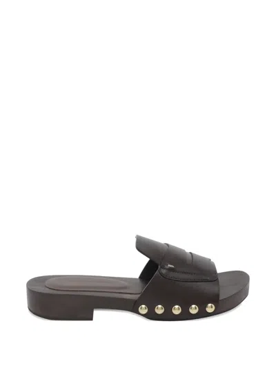 Angel Alarcon Studded Round Toe Sandals In Brown