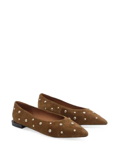 Angel Alarcon Stud-embellished Suede Ballet Flats In Brown