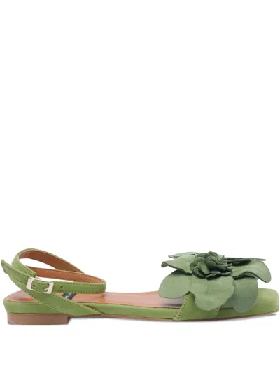 Angel Alarcon Suede Flat Sandals In Green