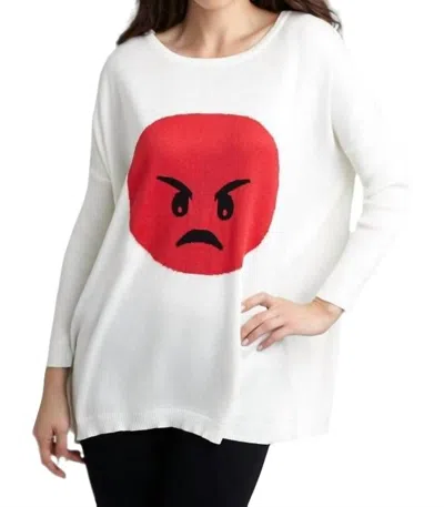 Angel Angry Emoji Top In White/red