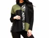 Angel Apparel Abstract Drawstring Poncho Top In Black/sage In Black