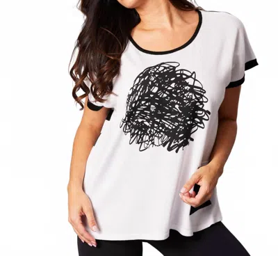 Angel Apparel Abstract Oversized Top In White / Black