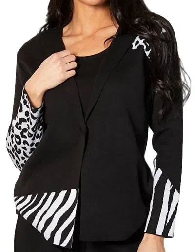 Angel Apparel Animal Print Blazer In Black/white