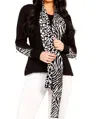 Angel Apparel Animal Print V-neck With Scarf In Black/white In Multi