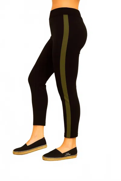 Angel Apparel Ankle Track Pant In Black/sage In Red