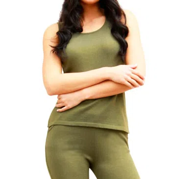 Angel Apparel Bra- Friendly Tank In Olive In Green