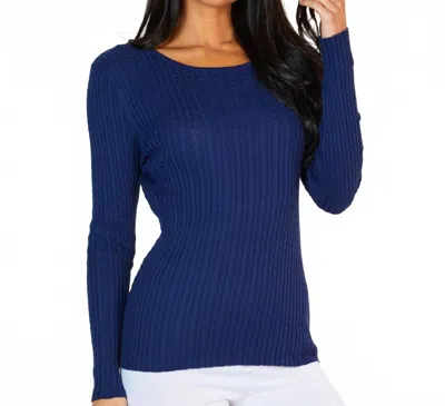 Angel Apparel Braided Scoop Neck Top In Navy In Blue