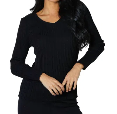 Angel Apparel Braided V-neck Sweater In Black