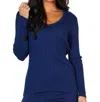 Angel Apparel Braided V-neck Sweater In Navy In Blue