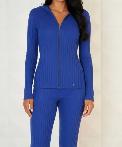 Angel Apparel Braided Zip Cardigan In Peri In Blue