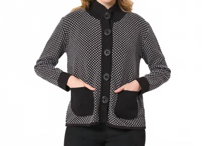 Angel Apparel Button Cardigan In Black/white In Gray