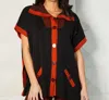 Angel Apparel Button Up Poncho In Rust In Multi