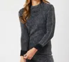 Angel Apparel Cable Mock Neck Sweater In Charcoal In Black
