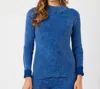 Angel Apparel Cable Mock Neck Sweater In Denim In Multi