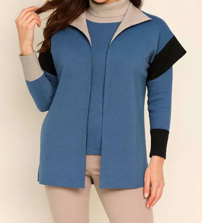 Angel Apparel Cap Sleeve Color Block Vest In Denim/multi In Blue