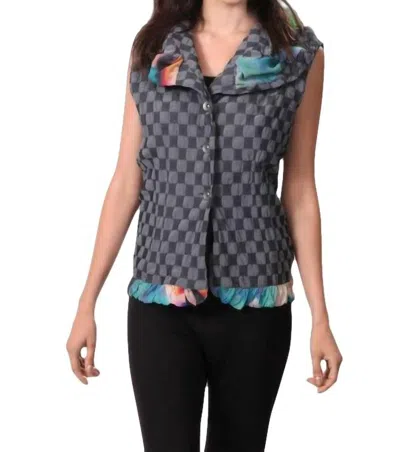 Angel Apparel Checkerboard Ruffled Vest In Grayblack In Grey