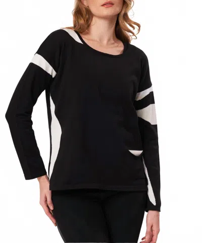 Angel Apparel Color Block Knit Top In Black/ivory
