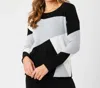 Angel Apparel Color Block V-neck Sweater In Black/multi In Multi