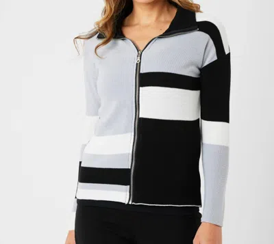 Angel Apparel Color Block Zip Jacket In Black/multi
