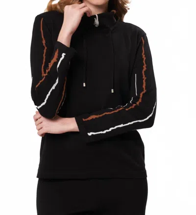 Angel Apparel Cowl Neck Knit Top In Black/multi