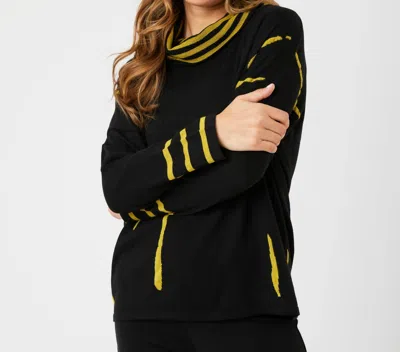 Angel Apparel Cowl Neck Oversized Sweater In Black/mustard In Multi