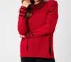 Angel Apparel Cowl Neck Oversized Sweater In Red/black In Red