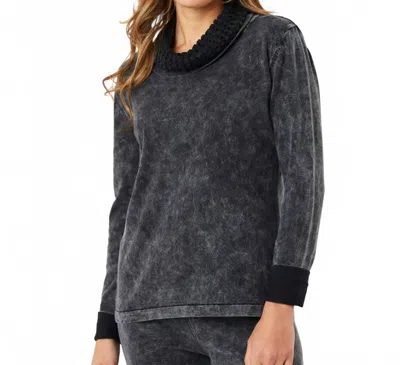 Angel Apparel Cowl Neck Sweater In Charcoal In Black