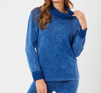 Angel Apparel Cowl Neck Sweater In Denim In Blue