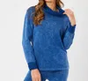 Angel Apparel Cowl Neck Sweater In Denim In Multi
