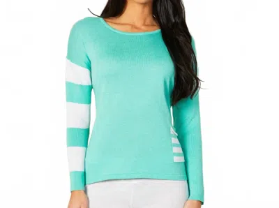 Angel Apparel Crewneck Stripe Arm Pocket Top In Mint In Green