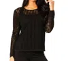 Angel Apparel Crochet Crew Neck Top In Black In Black