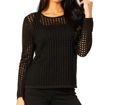 Angel Apparel Crochet Crew Neck Top In Black