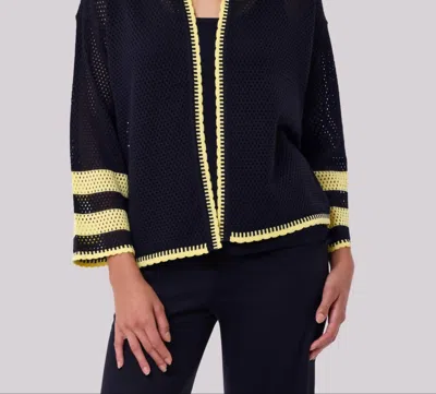 Angel Apparel Crochet Long Sleeves Cardigan In Black/yellow In Multi