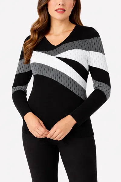 Angel Apparel Crochet Long Sleeves Top In Black/multi