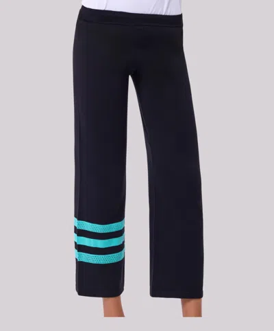 Angel Apparel Crochet Stripe Pant In Black/mint