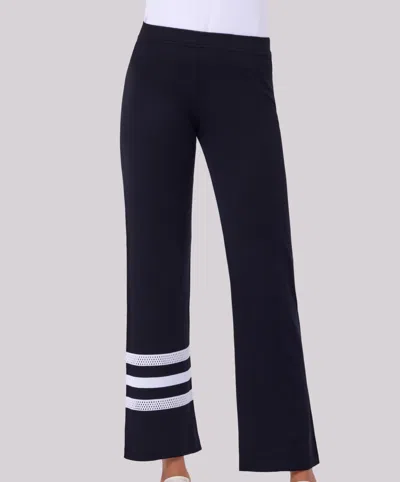 Angel Apparel Crochet Stripe Pant In Black/white In Multi
