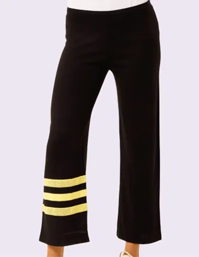 Angel Apparel Crochet Stripe Pant In Black/yellow In Brown